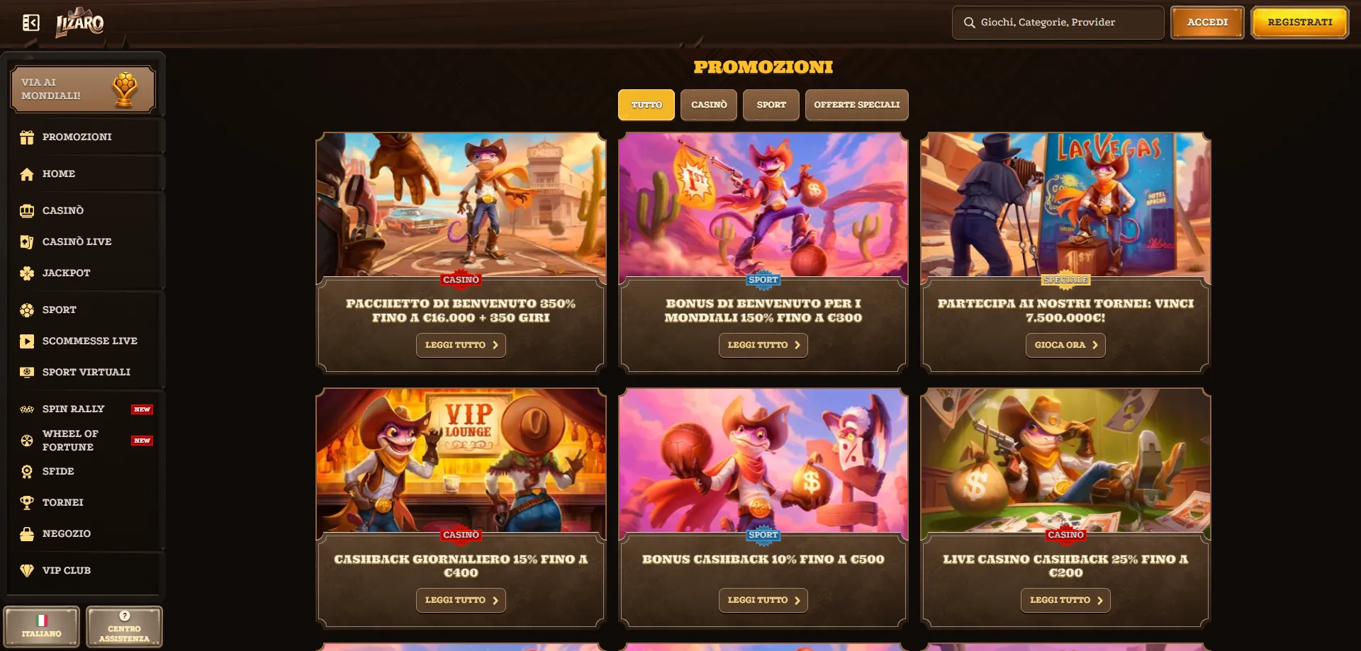 Lizaro bonus di benvenuto 250% primo deposito e giri gratis